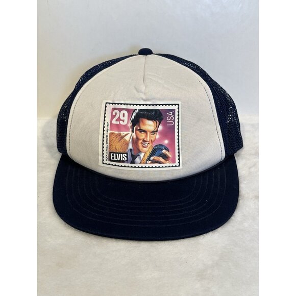 *VINTAGE* Elvis Presley U.S. Postal Service Stamp 1992 Black Snapback Hat - Picture 1 of 4